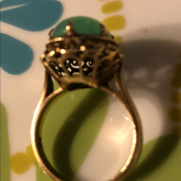 Rare Jade and Gold Antique Ring - Picture 4 of 8